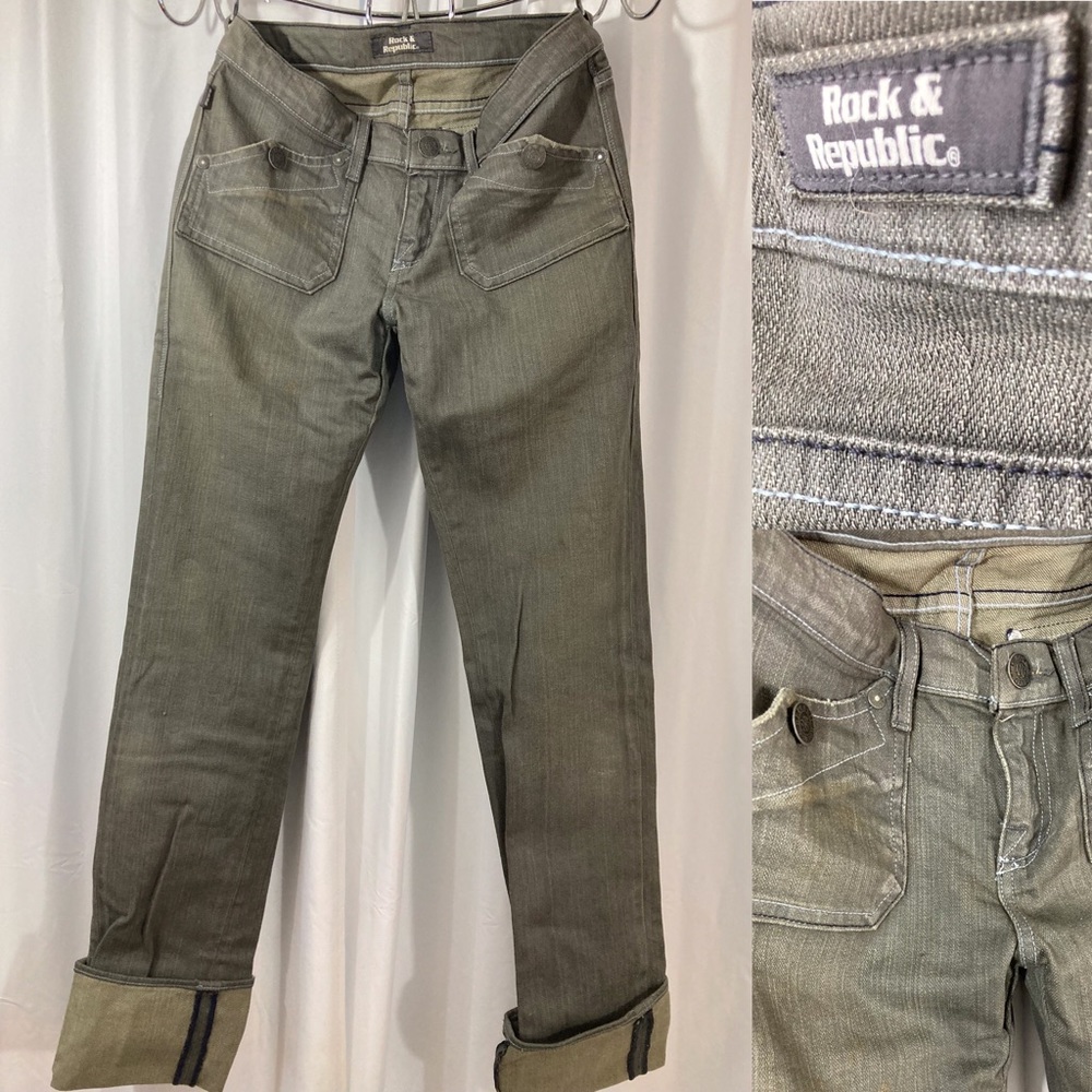 Like New: Rock & Republic grey distressed Women’s Jeans size 28
